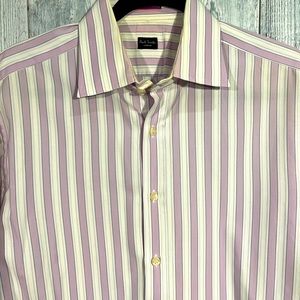 Paul Smith lavender and white stripe shirt.